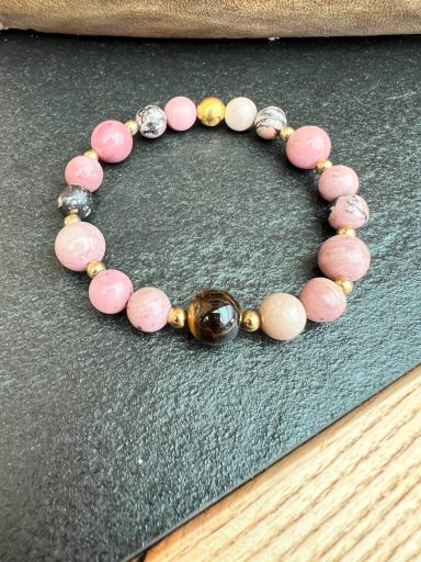 Bracelet en Rhodochrosite, Rhodonite & Œil de Tigre Bracelet Rhodochrosite, Rodonite & Œil de Tigre